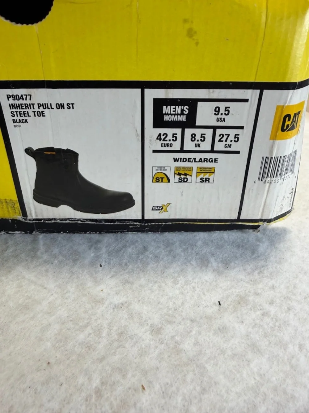 CAT Inherit Pull On ST Steel Toe Chelsea Boots Men's 9.5 Wide NIB